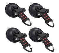 CONBOLA Heavy Duty Suction Cups 4 Pieces with Hooks Upgraded Car Camping Tie Down Suction Cup Camping Tarp Accessory with Securing Hook Strong Power for Awning Boat Camping Trap.(4 pcs)