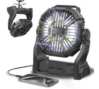 CONBOLA Portable Fan Rechargeable, 25400mAh Cordless Battery Powered Fan with LED Lantern, USB C Battery Operated for Travel Bedroom Home Camping Tent Office Beach Desk Fishing Table