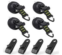 CONBOLA Suction Cups Hooks 8 pcs Car Camping Essentials Heavy Duty Tie Down Suction Cup Camper Accessories with Securing Hook Strong Power for Car Awning Boat SUV Tent Trap Window Glass.(Green,8 pcs)