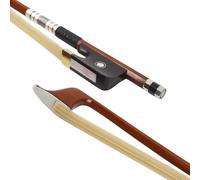 Conboxus 1/4 Cello Bow Brazilwood with Silver-Threaded Black Leather Ebony Double-Eyed Inlay Professional Grade for beginner Balanced & Responsive for Clear Sound