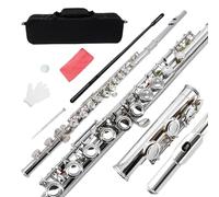 Conboxus 16 Hole C Flute,Musical Gift for Beginner - 16 Closed Hole Design Flute with Case & Full Kit,Perfect for Birthday,Christmas & First Music Lesson(sliver)