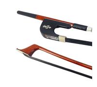 Conboxus 3/4 Upright Double Bass Bow Brazilian Wood High Handle,Colored Silk Black Leather, Well-handmade Deep and Powerful Sound (black hair)