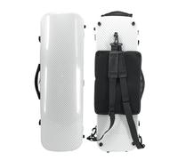 Conboxus 4/4 Full Size Carbon Fiber Composite Professional Rectangular Shape Lightweight Violin，Hard Case with Backpack-Style Shoulder Straps，Hygrometer (white)