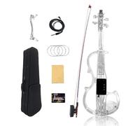 Conboxus 4-String Electric Violin Light-up Transparent Acrylic Violin 4/4 Full Size with LED Three-color Lights,Bow,Chin Rest,Shoulder Rest,Cable and Case For Beginner (half #8)
