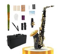 Conboxus Alto Saxophone E Flat Beginner Full Kit with Carrying Case Mouthpiece Straps 10Reeds Cleaning Brush Cloth,for Students and Adults (black)