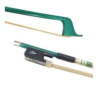 Conboxus Green Carbon Fiber Cello Bow Green thread-wrapped Black Leather Grip Professional Grade for Starer & Adults, Horsehair, Balanced & Responsive for Clear Sound