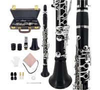 Conboxus Rosewood Bb Clarinet for Beginners, Student B Flat Clarinet Professional Full Kit with Hard Case, Reeds, Care Kit & Accessories Ready to Play (Black Eb)