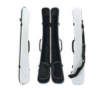Conboxus Upright Bass Bow Case Carbon Fiber Professional Hard Double Bass Cello Bow Storage for 2 Bows 4/4 Shockproof with Shoulder Strap Waterproof (white)