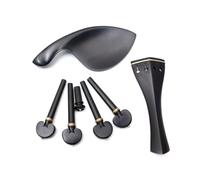 Conboxus Viola Parts & Accessories Kit Ebony Complete Set of Brass Ring Reliable Hardware Tailpiece Chin Rest Tuning Pegs Endpin