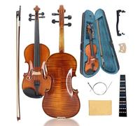 Conboxus Violin 4/4 Kit For Beginners - Handmade Acoustic Violins Set with Hard Case, Bow, Rosin, Shoulder Rest, Bridge and Extra Strings,Spruce Top & Maple Back (Triangular case)