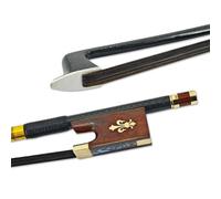 Conboxus Violin Bow 4/4 Full Size Carbon Fiber Snakewood Frog With Fleur Inlay Black Mongolian Bow Hair Well Balanced Pernambuco Level Fast Response (Fleur)