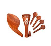 Conboxus Violin Spare Parts Set,Rosewood Iridescent Shell Flower Violin Accessories Kit Tailpiece Chin Rest Tuning Pegs