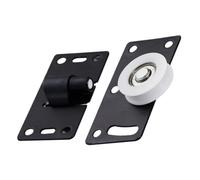 Concave Sliding Door Roller, Heavy Duty Nylon Wardrobe Caster Wheel with Self-Cleaning Function, Silent Iron Pulley for Closet Cupboard, Adjustable Height, Black, 74.5x37mm, 2pcs