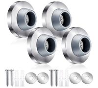 Concave Wall Door Stopper Door Bumper Stainless Steel Wall Protector Door Stops Wall Mount Flush Bumper with Grey Rubber Concave Door Knob Cover Stopper (Silver,4 Pieces)