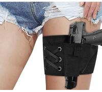 Conceal Carry Ankle Holster Gun Thigh Holster Leg for Women Sexy Hi'd'den Under Dress/Shorts Adjustable Ladies Pistol Holster Tactical for Weapons 380 Revolver Bag (Size : Black)