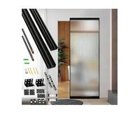 Concealed Barn Door Hardware Kit 24 30 32 36 42 48 60 inch, Soft Close Mechanism Trackless Sliding Door Set, Mirrored Invisible Ghost Door Track(112cm/44.1in)