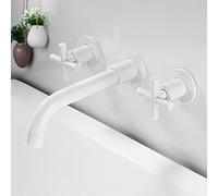 Concealed Basin Faucet Basin Three-Hole Wall-Mounted Cold and hot Water Basin Faucet, White