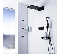Concealed Bathroom Black Set Fly Rain Top Spray Brass Valve Body 550mm Shower Beautiful practical