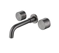Concealed Bathroom Faucet Into The Wall Design Simple Brass Double Handle Double Control Basin Faucet,Brushed Grey