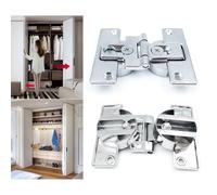 Concealed Cabinet Door Flap Hinge, 180° Self-Supporting Folding Hinge for Hanging Cabinets & Wardrobe Shoe Cabinets, Zinc Alloy 35mm Cup Diameter, 66x52x21mm, 10kg Load Capacity, Silver