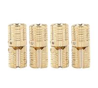 Concealed Cabinet Hinges, Heavy Duty Copper Brass Mini Hinges 180 Degree Opening Angle for Face Frame Frameless Cabinets 8mm 4 Pack