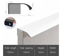 Concealed Cabinet Pull for Kitchen, Bathroom & Office Finger For Edge Drawer Pull in Aluminum Alloy, Modern Rounded Corner Design, 80-300mm Length Options(150mm)