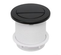Concealed Cistern Dual Flush Button Air Operated Pneumatic System Chrome Round Push Mechanism For Toilet Tank Replacement Part Silver Finish 84x98mm(Black)