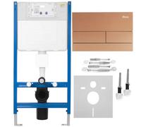 Concealed Cistern Frame + Toilet Flush Button Rea K011A-Q Brush Copper, Brass