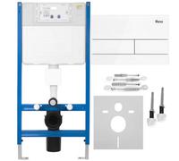 Concealed Cistern Frame + Toilet Flush Button Rea K011A-Q White Glass, Brass
