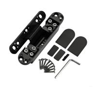 Concealed Door Hinges 2 Pcs Heavy Duty Aluminum Alloy Invisible Muted Door Hinges Adjustable Butt Hinge 125 Degree Swing Concealed Enduring(Black)