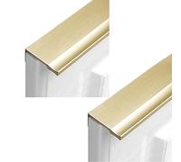 Concealed Drawer Handles, Cabinet Handle Finger Edge Pull DrawerHandles Furniture Gate Knobs Gold 2 Pieces(Hole Distance 128mm)