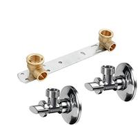 Concealed Fitting Wall Plate Shower Bracket BSP + Isolation Valves Wall Mounted 1/2''X1/2''X100mm