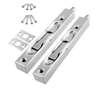 Concealed Flush Bolt Lock 2-Pack Polished Chrome Finish(Silver)