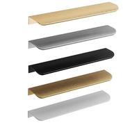 Concealed Furniture Handles with Round Edge Profile for Cabinet Door, Recessed Wardrobe Closet Pulls, Modern Minimalist Hardware in Black Brushed Gold Grey White Bronze (Brushed Gold, 80mm)