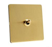 Concealed Matte Gold Brushed Stainless Steel Panel for Toggle Switch Featuring Tin Phosphor Bronze Components (1 Gang)