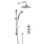 Concealed Round Triple Valve with Multi Function Slide Rail Kit, Arm & Head Shower Bundle - Chrome - Balterley