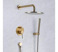 Concealed Shower Mixer Set Gold Brass Round Rainfall Shower Head Shower Units Complete-8_in