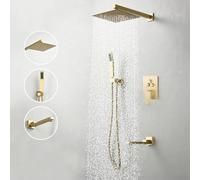 Concealed Shower Mixer Tap Push Button Single Lever Bathroom Taps Mixer with Shower Set 3 Modes,Black LWX