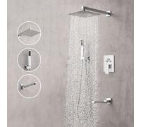 Concealed Shower Mixer Tap Push Button Single Lever Bathroom Taps Mixer with Shower Set 3 Modes,Black LWX