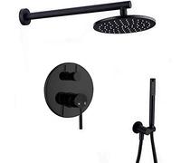 Concealed Shower Set Shower Head with Hose 8 in Round Multi- Function Shower Mixer Set with Concealed Valve and Pressure Boosting Showers Head for Shower Caddy