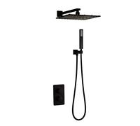 Concealed Shower Set Shower Head with Hose Black 12 in Led Shower Mixer Set Square Rainfall Pressure Boosting Showers Head Brass for Shower Caddy