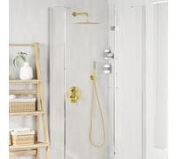 vidaXL Concealed Shower System (Round) Gold Stainless Steel 201, Bathroom Upgrade, Heavy Duty Shower System with Rain Shower, Modern Bathroom Accessories