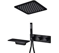 Concealed Shower System Matte Black | Anti-Scald Faucet Set with Rainfall & Hand Shower | Advanced Air Injection Technology for Ultimate Spa Experience