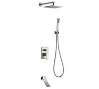 Concealed Shower System with Wall-Mounted Mixer Handheld Shower 20cm Overhead Rain Shower Head Advanced Air Inject Brushed Brass h ry Bathroom Upgrade