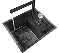 Concealed Sink Bar Prep Sink Kitchen Sink with Cover 18 Gauge Stainless Steel Single Bowl Sink Kitchen Sink with Glass Washer (Color : B, Size : 45 * 38 * 22cm)