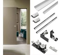 Concealed Sliding Barn Door Hardware Kit with Soft-Close Mechanism, Hidden Wall Mounted Sliding Door Tracks, Sliding Ghost Door Rail Set(1.2m/3.9ft)