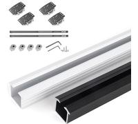 Concealed Sliding Barn Door Hardware with Soft Close Mechanism,Aluminum Hidden Barn Door Hardware Kit(Color1,100cm/3.28ft)