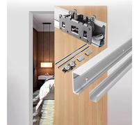 Concealed Sliding Door Hardware Track System, 3 5 7 9 11 13 14 15 16 18 19ft Barn Door Guide Kit, Trackless Pocket Doors Hidden Rail for Ghost Door(6.6ft/200cm)