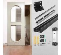 Concealed Sliding Door Hardware - Trackless Ghost Barn Door System with Soft Close Invisible Bypassing Rail for Smooth Operation in Bedroom & Bathroom