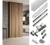 Concealed Sliding Door Kit, Ghost Mirrored Barn Door Hardware with Soft Close, Wall Mounted Trackless, Aluminum (47.2in)